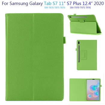 Caja de la tableta de Samsung Galaxy Tab S7 11 pulgadas 2020 SM-T870 SM-T875 T876 de Cuero de la PU Delgada Plegable Litchi Estilo Funda Casos Capa