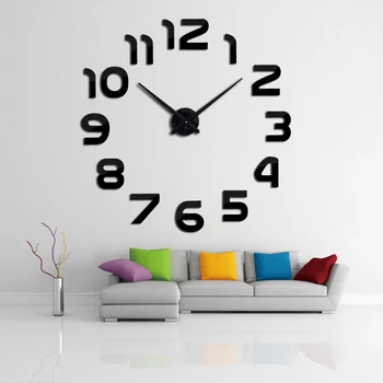 Nuevo Reloj De Pared De Cuarzo Reloj De Diseño Moderno De Gran Decorativo Reloj Europea De Acrílico De La Etiqueta Engomada De La Sala De Estar
