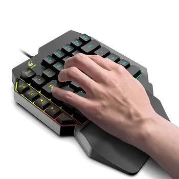Con una sola Mano de Juego de la Membrana Mini teclado 39 teclas de una mano con Retroiluminación RGB Ergonómico Juego de Teclado Para PC Portátil Pro gamer