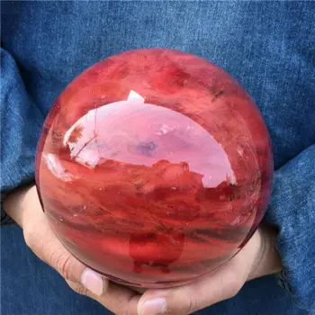 Rojo fundido de piedra de cuarzo de la bola de cristal tratamiento de reiki