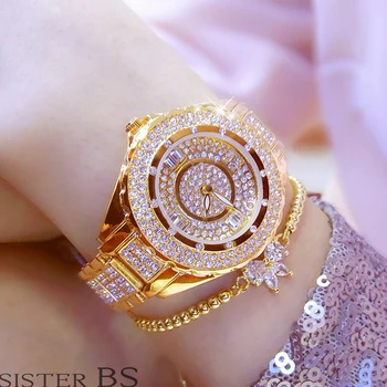 2021Hot Venta de las Mujeres Relojes de Señora Piedra de Diamante Reloj de Vestir de Oro de Plata de Acero Inoxidable Rhineston reloj de Pulsera Mujer Reloj de Cristal de