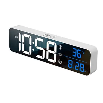 USB Recargable LED Digital Reloj de Alarma luz de fondo de Repetición Silencio de Escritorio Electrónico de la Temperatura Visualización de la Cabecera de la Música de los Relojes #