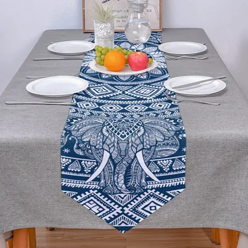 Mandala Patrón De Elefante Azul Tapete De Mesa De La Boda Decoración De Mesa Con Manteles Y Manteles De Cocina, Mesa De Comedor Decoración