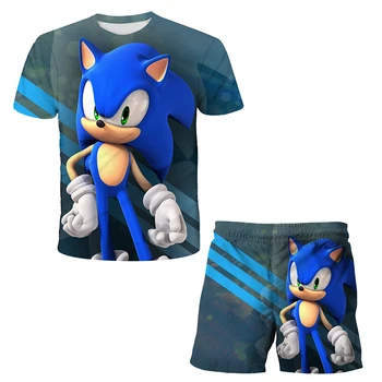 Niños pantalones Cortos de Sonic 3D Camisetas Impresas Conjunto para Niños de dibujos animados de Chicas Cool Camiseta Traje de Verano de los Niños Niño de Manga Corta de Conjuntos