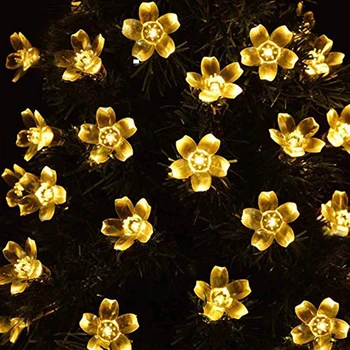 Solar De La Cadena De Luces De Los Cerezos En Flor Guirnalda De Flores Del Jardín De La Luz Solar/Batería Impermeable Luces De Hadas Para Decoración De Navidad