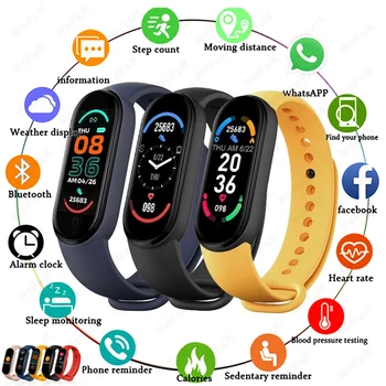 2021 M6 Reloj Inteligente Hombres Mujeres Bluetooth Smartwatch De La Frecuencia Cardíaca De Fitness Tracker Pulsera Reloj De Los Deportes De Apple, Android De Xiaomi
