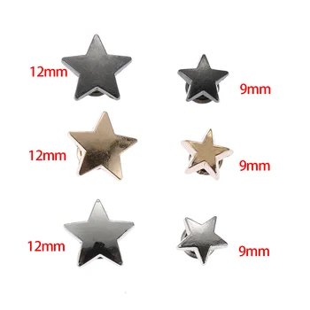 10Sets(20Pcs) de 9mm 12mm Estrellas Remaches DIY Ropa Bolsa de Zapatos de Artesanía Decoración, Suministros de Costura Taladro del Clavo Botón de la Prenda Decoración Caliente