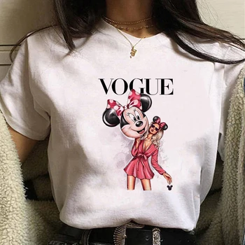 Disney Mujeres T-shirt Ropa Unisex Creativo Oversize Camiseta de gran tamaño Gracioso Y2K Moda Letras Rojas Gráfico Impreso Camiseta