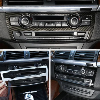 BMW X5 X6 E70 E7 2007 - 2013 Coche de Fibra de Carbono Interior de Estilo Centro del Panel de Control de Aire acondicionado de la Perilla de Volumen del Marco de la Cubierta de Recorte