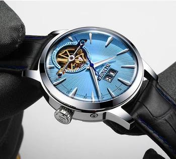 BINGER para Hombre de la Moda de los Relojes de la Marca Superior de Lujo Mecánico Automático Reloj de los Hombres Casuales de Cuero resistente al agua Reloj de Deporte Relogio