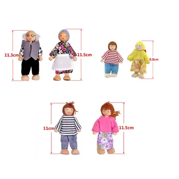 Los juguetes de los niños para una familia de 6 personas muñecas muñecas de la familia en miniatura de 6 personas set de muñecas juguetes para los niños куклы девочек FE FE
