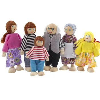 Los juguetes de los niños para una familia de 6 personas muñecas muñecas de la familia en miniatura de 6 personas set de muñecas juguetes para los niños куклы девочек FE FE