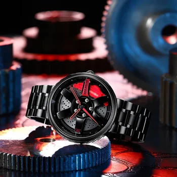 Modelo 3D de Girar la Llanta de Concentradores de Relojes de los Hombres de Diseño Personalizado de Cuarzo reloj de Pulsera de la Rueda de Coche Reloj Impermeable TE37 Reloj Volk Racing Rayos