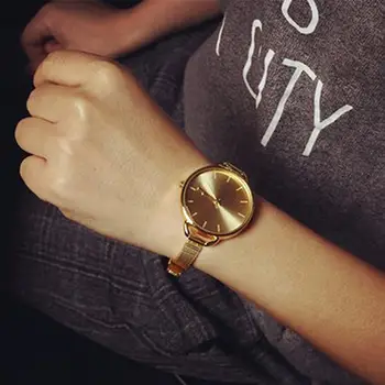 Las mujeres de Moda reloj de pulsera Ultra-delgado Delgado de Malla Correa de Reloj de Cuarzo Analógico de Pulsera Reloj de Pulsera de reloj mujer reloj de Mujer