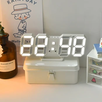 Nórdica Digital LED de Alarma del Reloj de Pared, Relojes de pared de la Fecha de la Pantalla de Temperatura Automática de la Retroiluminación de la Función de Repetición de alarma Electrónica Reloj
