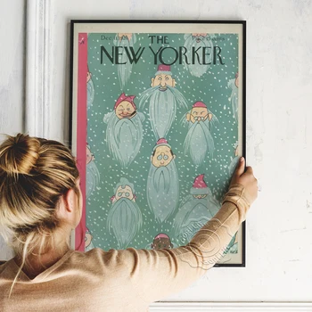 Vintage De Arte De La Revista The New Yorker Cartel, Rea Irvin Divertido Barba Grande Imprime El Cartel, La Moda, El Día De Navidad Pegatinas De Pared Idea De Regalo
