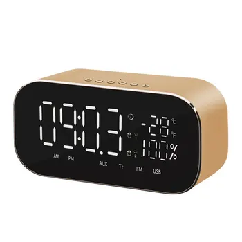 LCD Digital de Reloj de Alarma Inteligente Reloj de Mesa Electrónica de Escritorio Relojes de Radio FM Estéreo Inalámbrico Reproductor de Música USB de despertador, Reloj