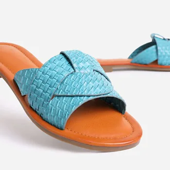 Explosivo estilo de las señoras sandalias de moda sandalias planas personalizado pie de piedra zapatillas