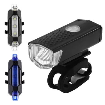 MTB Bicicleta Delantera y Trasera luz trasera Impermeable Recargable USB de Seguridad Advertencia de la Lámpara de Faro Delantero Posterior de la luz trasera Luz de Bicicleta