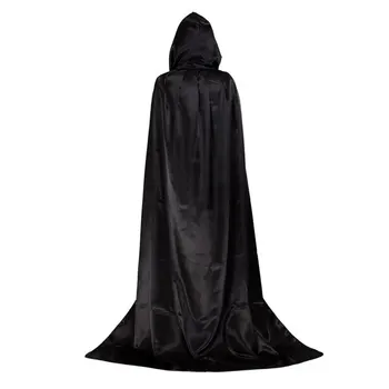 1Pcs de Halloween manto negro del cabo Diablo diablo con capucha Unisex Adulto Niños de Halloween con Capucha de la Tapa Larga Capa Traje de Cosplay Props