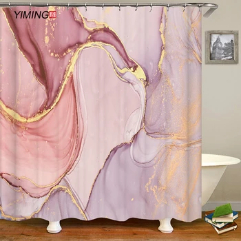 3D Simple de Mármol Impresión de Baño Impermeable de la Cortina de Ducha de Poliéster de Decoración para el Hogar cortinas Con Gancho Impermeable de la cortina