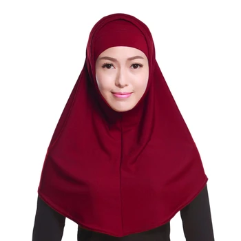 Mujer 2 piezas de Color Sólido Amira Jersey Musulmana con Hiyab Suave Algodón elástico Pañuelo en la Cabeza con un Tubo Interior Underscarf la Tapa de la Campana