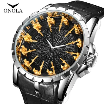 Marca única reloj de cuarzo de hombre 2021 de lujo de oro rosa de cuero reloj de pulsera de moda cusual impermeable Vintage Relogio Masculino