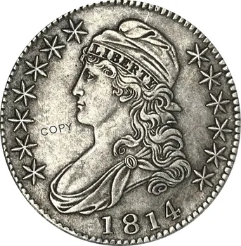 1814 Estados unidos 50 Centavos ½ Dólar de la Libertad Águila cubiertas de Busto de Medio Dólar Cupronickel de Plata bañada en Negro Copia de la Moneda