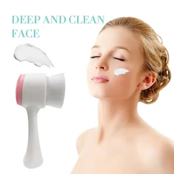 Doble los Lados de Silicona de Limpieza Facial Cepillo de Tamaño Portátil 3D de la Cara de la Limpieza de la Herramienta de Masaje Facial Vibración de Cuidado de la Piel Pincel