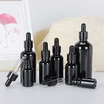 5-100 ML de Reactivo Gotero de Vidrio Negro, Aromaterapia Líquido de la Pipeta de la Botella de Perfume Contenedor de Aceite Esencial de Botella Rellenable
