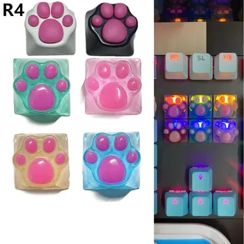 Kitty Pata de Gato Patas hechas a Mano Personalizadas OEM Resina Keycap para Cherry MX Interruptores Mecánicos Teclado RGB Translúcido Resina Keycap