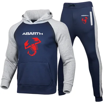 2020 Primavera Otoño de los Hombres Sudadera con capucha Logo Abarth Casual colores combinados de Alta Calidad de Algodón para Hombres Chaquetas de Traje de ropa Deportiva
