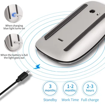 Bluetooth Inalámbrico Arc Touch Magic Mouse Ergonómico Ultra Delgada Recargable Ratón Óptico de 1600 DPI Mause Para Apple Macbook Ratones