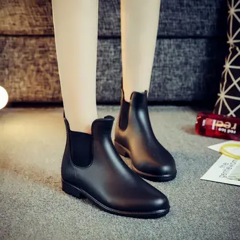 Las mujeres de la moda de lluvia botas de mujer de moda Británica lluvia botas de Martin botas de lluvia en forma de U elástica bandwaterproof shortbootswatershoes