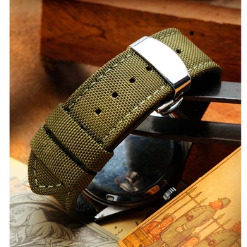 La otan Correa de Lona de Nylon Genuina Banda de Reloj de Cuero Negro Azul Verde de Hombre y de Mujer de Moda Correa de reloj Bracelet18mm 20 mm 22 mm 24 mm