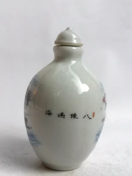 YIZHU CULTUER ARTE reunidos a la Antigua China, Famille rose Porcelana Pintura Ocho Inmortales Rapé Botella de Decoración