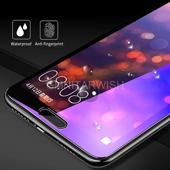 9H Anti-UV Azul Púrpura Luz de huellas Dactilares de Vidrio Templado para el Huawei Honor 9X Pro 8X 7X Ver 20 10 10i Nova 7i 5T P40 Lite