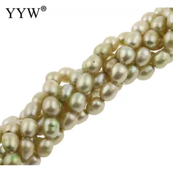 Mayorista de la luz verde de arroz de perlas de agua dulce perlas de 5-6 mm 0,8 mm 14.7 pulgadas para la fabricación de la joyería diy del collar de la pulsera de la joyería