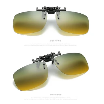 UV400 Día de Visión Nocturna Gafas de sol Polarizadas Clip-on Anti-reflejos de la Conducción Gafas