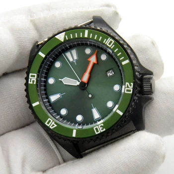 Verde aséptica de línea SK007 buceo reloj mecánico de los hombres mecánicos automáticos del reloj NH35A movimiento