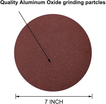 30 Pc de 7 Pulgadas de 180MM de Óxido de Aluminio papel de Lija de los Discos de Lijado de Gancho y Bucle de Molienda de Pulido para Lijadora orbital Aleatorio