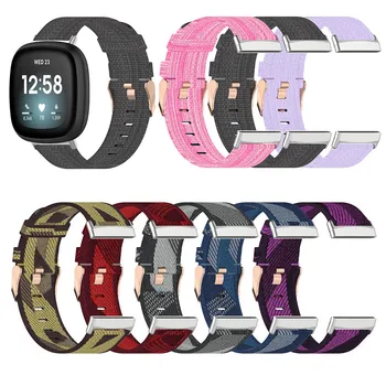 Correa para Fitbit Versa 3 Sentido Bandas de Pulsera de Reemplazo de Tejido de Accesorios de Cuero Correa de reloj de Pulsera de Nylon Suave Fina