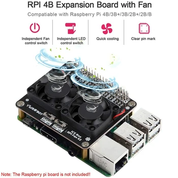 Para Raspberry Pi 4B Doble Ventiladores de Enfriamiento, Raspberry Pi 4B del Disipador de calor del Kit, para Raspberry Pi 4B GPIO de la tarjeta de Expansión de DC 5V 0.2 a