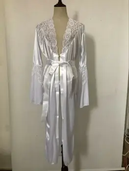 Mujer de la Señora Vestido de Satén Albornoces Largo Camisón Lencería ropa de dormir BATA Kimono