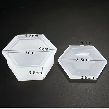 Caja de joyería de Molde de Silicona DIY de Epoxy de Cristal Hexagonal de la Caja de Almacenamiento de Molde de Arcilla para la Fabricación de Joyas Caja de Regalo de Hexágono de la Caja de Almacenamiento del Molde
