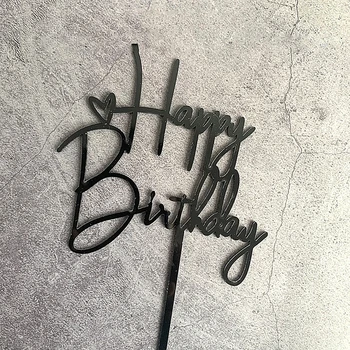 18 Estilos de Decoración de Pastel de Acrílico Topper de la Torta del Corazón Letra de Happy Birthday Cake Toppers para la Fiesta de Cumpleaños de Postre Cupcake Decoración