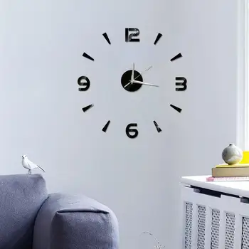 3D Reloj de Pared de Acrílico del Espejo de la Pared Pegatinas Creativo DIY Auto Adhesivo Relojes de Pared Extraíble Arte Decal Sticker de Decoración para el Hogar