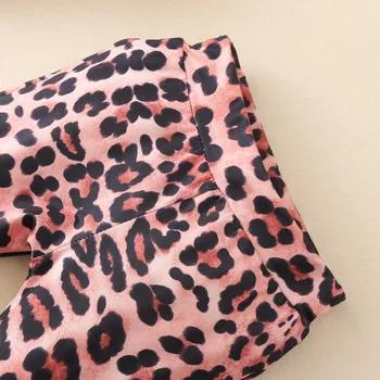 2021 Nuevo Niño de las Niñas de Bebé Sólido Leopard Tops de print de Leopardo de Bell-fondos de Pantalones Conjuntos Cómoda de la Moda de la Ropa de las Niñas Traje de