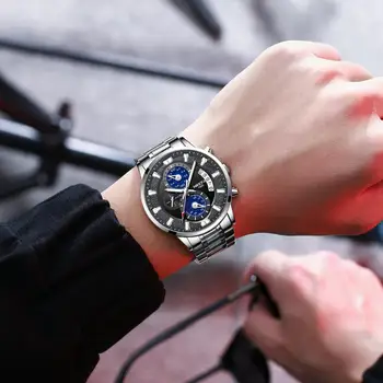 NIBOSI 2021 reloj de Pulsera para Hombre de la Marca Superior de Lujo de Reloj de los Deportes de los Hombres de Moda de Cuero Relojes Cronógrafo con Fecha para el Masculino de los Hombres del Reloj