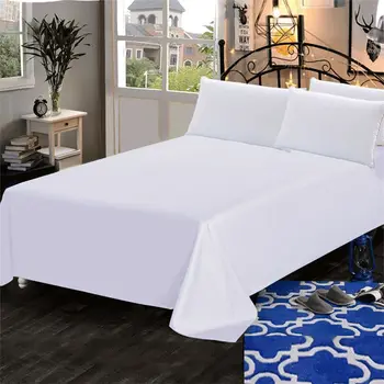 1pc grueso algodón hoja plana del color sólido de alta calidad de la hoja de cama de varios tamaños king size con sábanas de